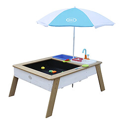 AXI Linda Table Sable et Eau avec cuisine de jeux en Bois | Table d'eau en marron et BLANC avec Parasol | Table de Jeu Enfant à Eau pour le jardin