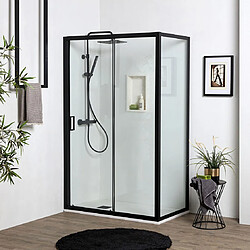 Kiamami Valentina PORTE DE DOUCHE EN NICHE DE 110 CM + CÔTÉ FIXE DE 80 CM H: 190 CM AVEC VERRE TREMPÉ TRANSPARENT 6 MM | CITY