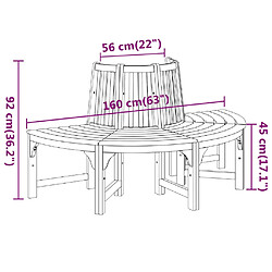 vidaXL Banc demi-circulaire tour d'arbre Ø160cm bois massif eucalyptus pas cher