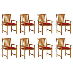 vidaXL Chaises de jardin avec coussins lot de 8 Bois d'acacia solide