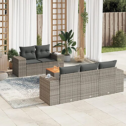 vidaXL Salon de jardin 6 pcs avec coussins gris résine tressée