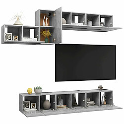 Avis Maison Chic Ensemble de meubles TV 7 pcs | Banc TV Moderne pour salon | Meuble de Rangement - Gris béton Aggloméré -MN37935