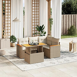 vidaXL Salon de jardin avec coussins 5 pcs beige résine tressée