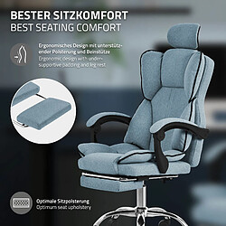 ML-Design Chaise de bureau ergonomique réglable en hauteur fauteuil de direction bleu pas cher