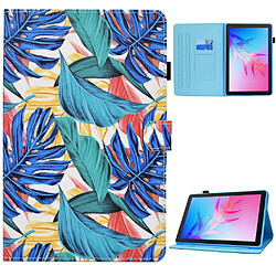 Etui en PU motif de couture avec support pour Huawei Enjoy Tablet 2/MatePad T 10 9.7 pouces/T 10S 10.1 pouces/Pad X6 9.7 pouces - feuilles