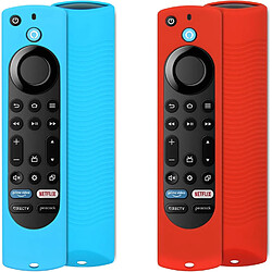 SANAG Lot De 2 Coques En Silicone Compatibles Avec Firestick 4K Max/Insignia/Pioneer/Fire Tv 4/Omni(Qled) Series Alexa Voice Remote Amelioree Avec Cordon(Rouge Et Bleu)