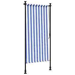 Acheter vidaXL Store roulant d'extérieur bleu et blanc 120x270 cm tissu acier