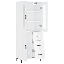 Avis vidaXL Buffet haut Blanc brillant 69,5x34x180 cm Bois d'ingénierie