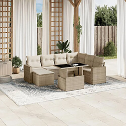 vidaXL Salon de jardin avec coussins 8 pcs beige résine tressée