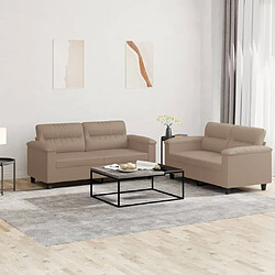 Maison Chic Ensemble de canapés 2 pcs avec coussins, Canapé droit Sofa pour Salon Cappuccino Similicuir -GKD342759