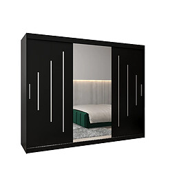 Abiks Meble Armoire YORK 1 À Portes Coulissantes 200/250/62 3 Portes (Noir/Noir)