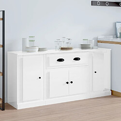 vidaXL Buffets 3 pcs blanc brillant bois d'ingénierie 