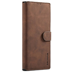 Etui en PU DG.MING style rétro, anti-rayures avec support café pour votre Samsung Galaxy S22 Ultra 5G