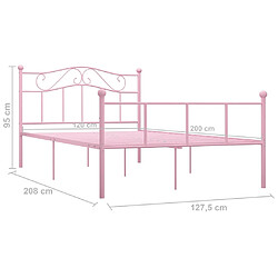 vidaXL Cadre de lit sans matelas rose métal 120x200 cm pas cher