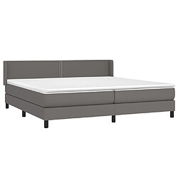 Avis Maison Chic Structures de lit + matelas,Lit à sommier tapissier avec matelas Gris 200x200 cm Similicuir -MN17221