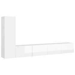 vidaXL Ensemble de meuble TV 3 pcs Blanc brillant Bois d'ingénierie