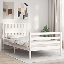 Maison Chic Cadre/structure de lit et tête de lit pour adulte - Lit Moderne Chambre blanc 100x200 cm bois massif -MN13564