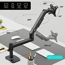 ONKRON Bras Articulé Écran PC de 17 - 38 Pouces, Support Ecran PC Bureau de 11 kg - Pied Ecran PC VESA 75x75 & 100x100/Accessoires PC Bras Ordinateur Ecran Inclinable Pivotant Rotatif MS75-B Noir