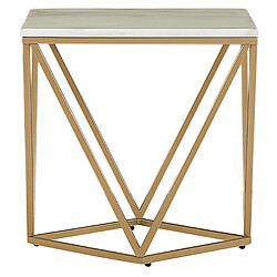 Acheter Beliani Table appoint carrée effet marbre beige / pied or 50 x 50 cm MALIBU