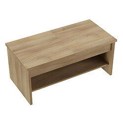 Table Basse ELSA - 2 plateaux relevables - Décor chene - L 100 x P 50 x H 44 cm pas cher