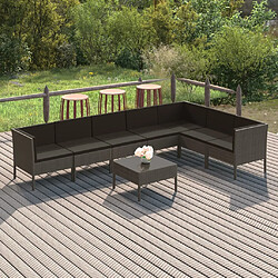 vidaXL Salon de jardin 8 pcs avec coussins résine tressée gris