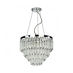 Luminaire Center Suspension Fame Nickel poli,verre 5 ampoules 27cm