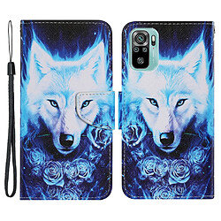 Etui en PU Impression de motifs avec support Loup blanc pour votre Xiaomi Redmi Note 10 4G/Note 10S