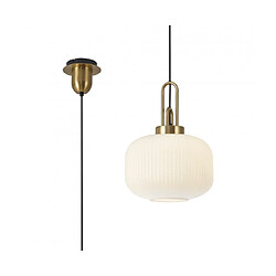 Luminaire Center Suspension design 1 ampoule Opale,Laiton doré