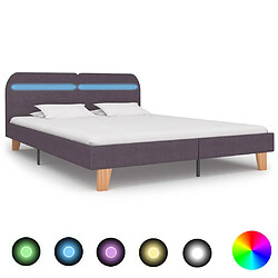 vidaXL Cadre de lit avec LED sans matelas taupe tissu 160x200 cm