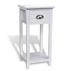 Maison Chic Table de chevet,Table de nuit,Table d'appoint pour salon avec 1 tiroir Blanc -MN94453