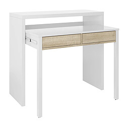 Console extensible coloris blanc et chêne - Dim : 88 x 99 x 36 cm -PEGANE-