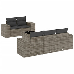 vidaXL Salon de jardin 6 pcs avec coussins gris résine tressée