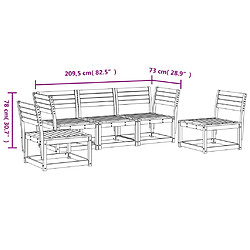 vidaXL Salon de jardin 5 pcs blanc bois massif de pin pas cher