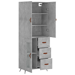 Avis vidaXL Buffet haut Gris béton 69,5x34x180 cm Bois d'ingénierie