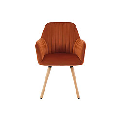 Avis Vente-Unique Lot de 2 chaises avec accoudoirs en velours et métal effet bois - Terracotta - ELEANA