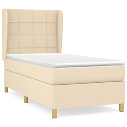 Maison Chic Lit adulte- Lit + matelas,Sommier à lattes de lit et matelas Crème 90x190 cm Tissu -GKD18744