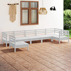 Maison Chic Salon de jardin 7 pcs - Table et chaises d'extérieur - Mobilier/Meubles de jardin Moderne Bois de pin massif Blanc -MN88703