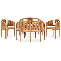 Maison Chic Salon de jardin 5 pcs - Table et chaises d'extérieur - Mobilier/Meubles de jardin Moderne en forme de banane Bois de teck solide -MN13031