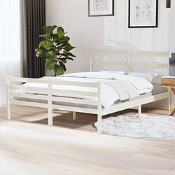 vidaXL Cadre de lit sans matelas bois de pin massif 140x190 cm blanc 