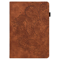 Etui en PU motif fleur avec support et porte-cartes marron pour votre Xiaomi Pad 5/Pad 5 Pro