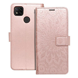 etui forcell mezzo book pour xiaomi redmi 9c / 9c nfc mandala or-rose