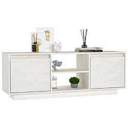 Avis vidaXL Meuble TV Blanc 110x30x40 cm Bois de pin massif