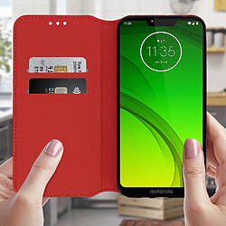 Avis Avizar Housse Motorola Moto G7 Power Étui Folio Fonction Support Vidéo Rouge