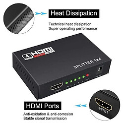 Splitter HDMI Répartiteur Convertisseur TV 4 Ports 1x4 avec 1 Entrée 4 Sorties 1080p Full HD HDCP My14435