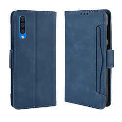 Wewoo Housse Coque Etui en cuir de modèle de portefeuille style skin feel pour Galaxy A50 / A50savec fente carte séparée bleu