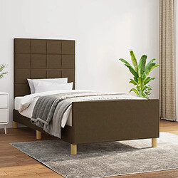 Maison Chic Lit adulte - Cadre Structure de lit avec tête de lit Contemporain Marron foncé 90x190 cm Tissu -MN28149