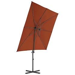 Avis ComfortXL Parasol Déporté Avec Mât En Acier Terre Cuite 250x250 Cm