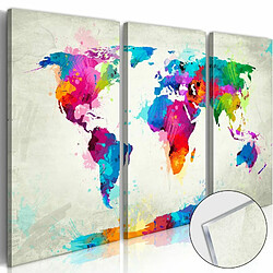 Paris Prix Tableau sur Verre Acrylique World Map : An Explosion of Colours 40 x 60 cm