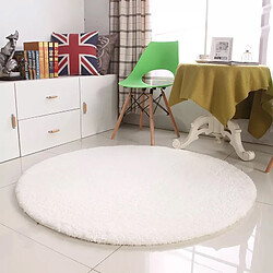 LUUCOZK Tapis moelleux en fausse fourrure pour chambre à coucher, salon - Blanc-Cercle de 40 cm de diamètre