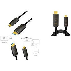 LogiLink - Premium High Speed - Adapterkabel - USB-C männlich bis HDMI männlich - 20 m - doppelt geschirmtes Kupfer/Glasfaser-Hybridkabel - Schwarz - Active Optical Cable (AOC), unterstützt 4K 60 Hz (3840 x 2160), Active Hybrid-Kabel